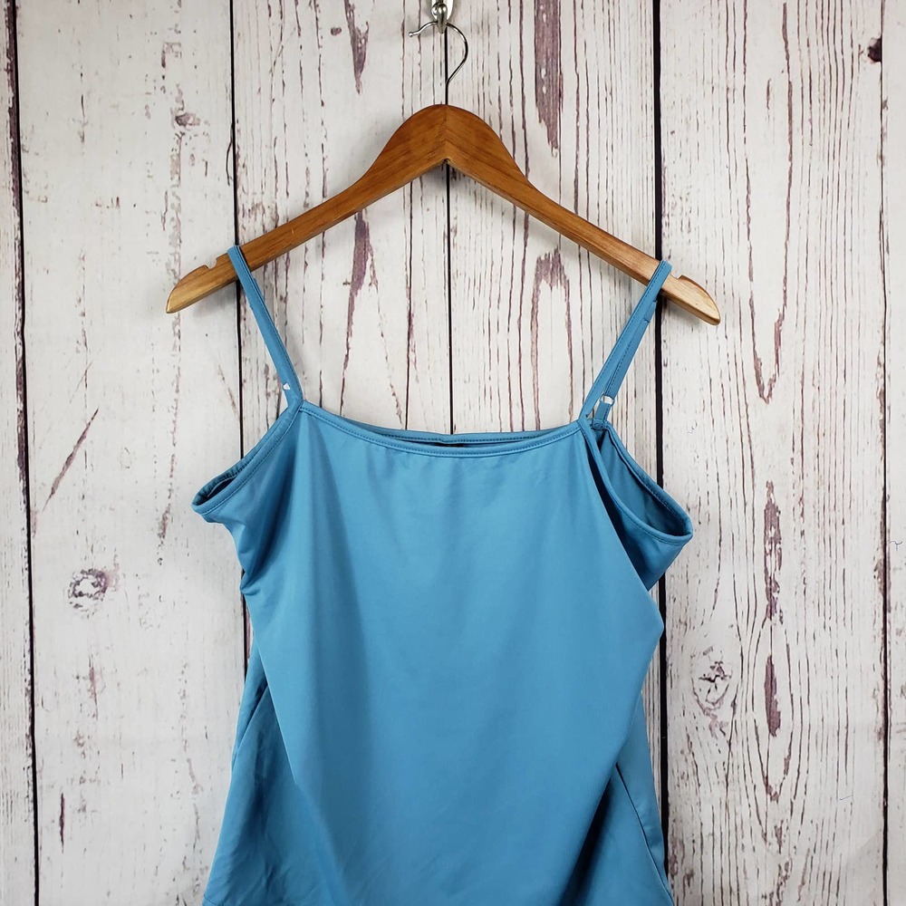Ashley Stuart Cami Tank Top Womens Size 14/16 Spaghetti Straps Stretch Blue